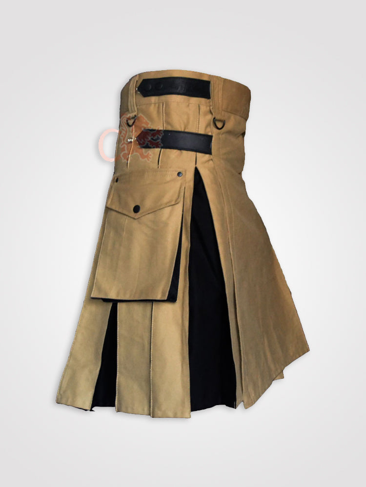 Khaki and Black Hybrid kilt