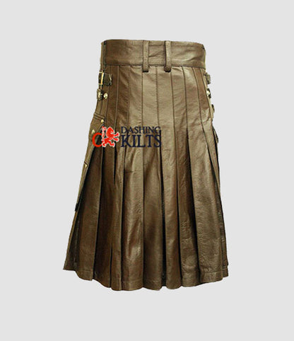 Men Leather Classy Kilt with Sporran