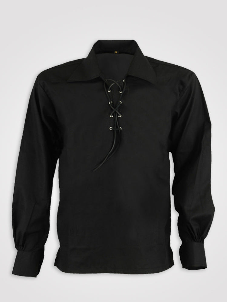 Scottish Black Jacobite Ghillie Kilt Shirt