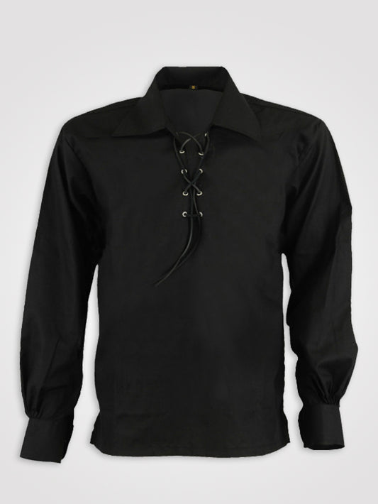 Scottish Black Jacobite Ghillie Kilt Shirt
