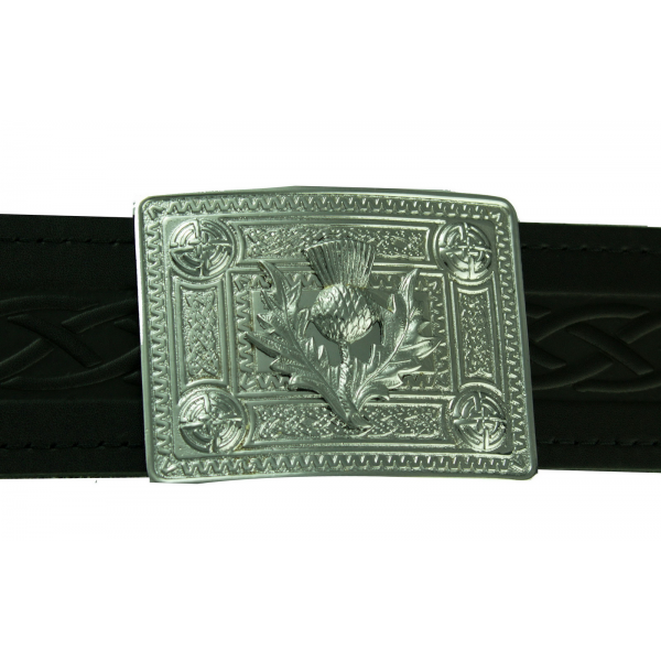 Celtic Knot with Thistle mount Buckle for kilt belt