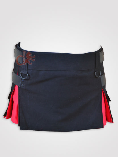 Deluxe Black and Red Hybrid Kilt for Girls