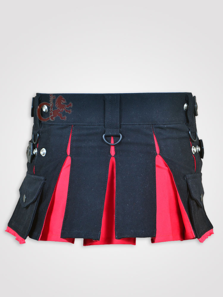 Deluxe Black and Red Hybrid Kilt for Girls