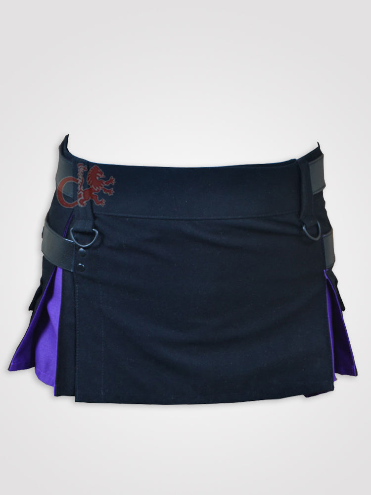 Deluxe Black and Blue Hybrid Kilt for Girls